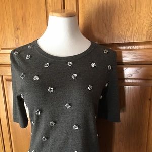 NWOT Talbots Short Sleeve Gray  Sweater Top